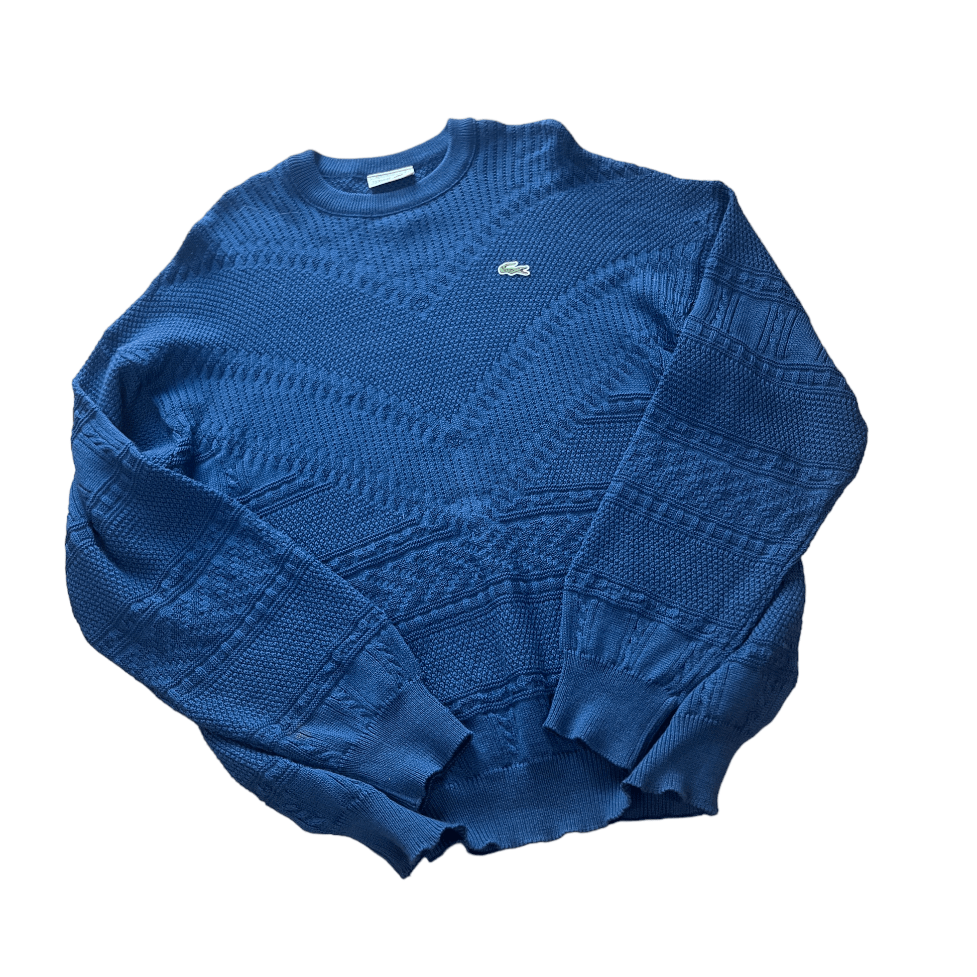 Vintage 90s Navy Blue Chemise Lacoste Knitted Sweatshirt - Extra Large - The Streetwear Studio