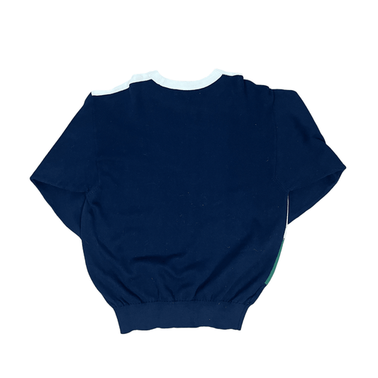 Vintage 90s Navy Blue + Cream Burberry Tree Motif Sweatshirt - Extra Large - The Streetwear Studio