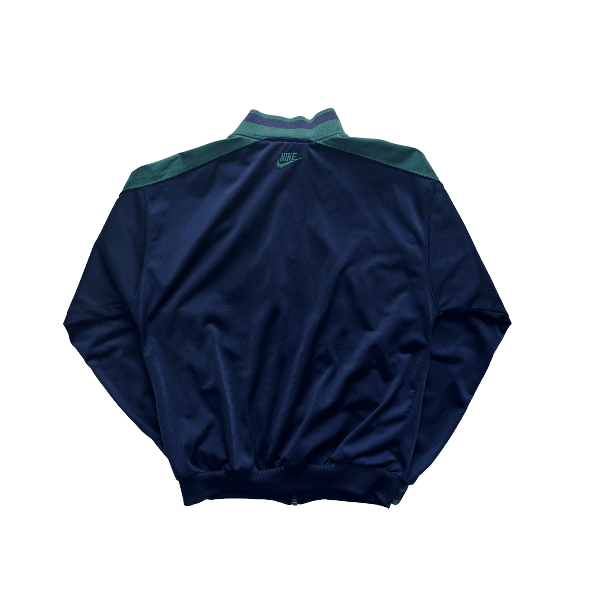 Vintage 90s Navy Blue + Green Nike Track Jacket - Medium - The Streetwear Studio