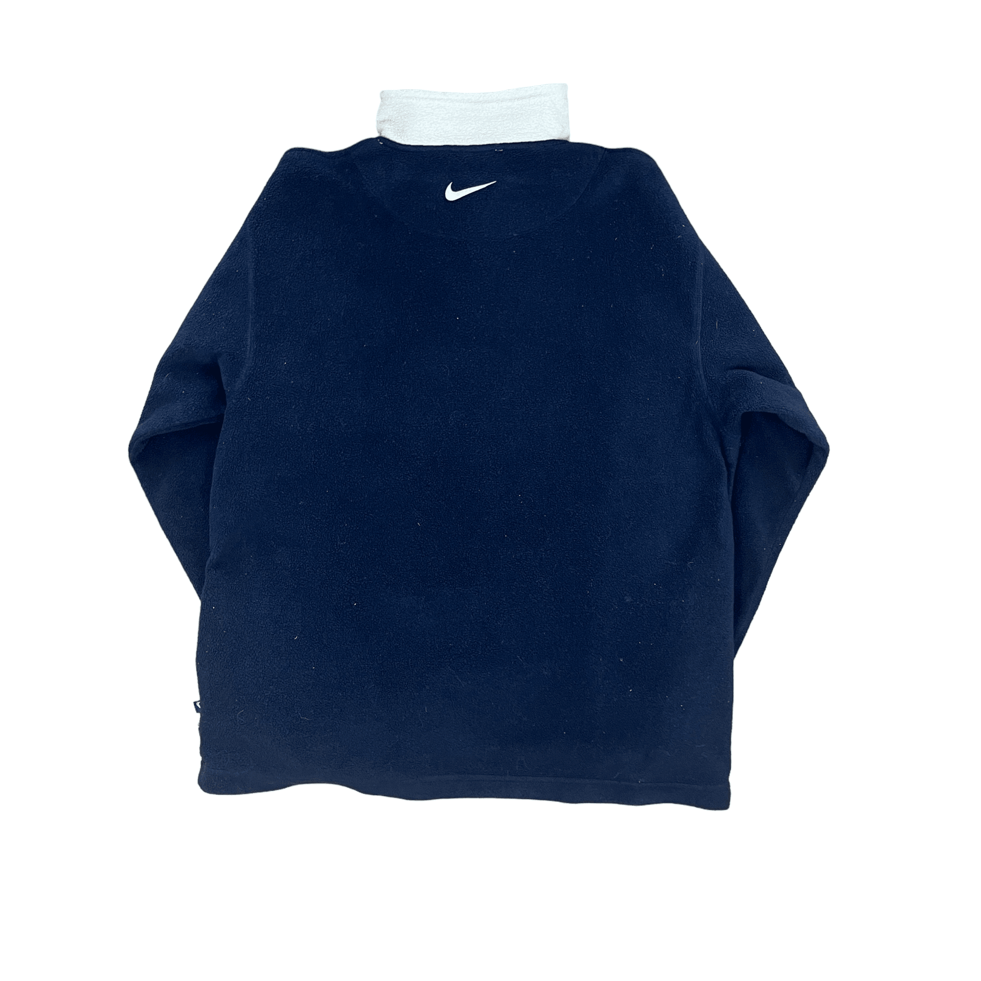 Vintage 90s Navy Blue + Grey Nike Centre Logo Quarter Zip Fleece - Recommended Size - Extra Large - The Streetwear Studio