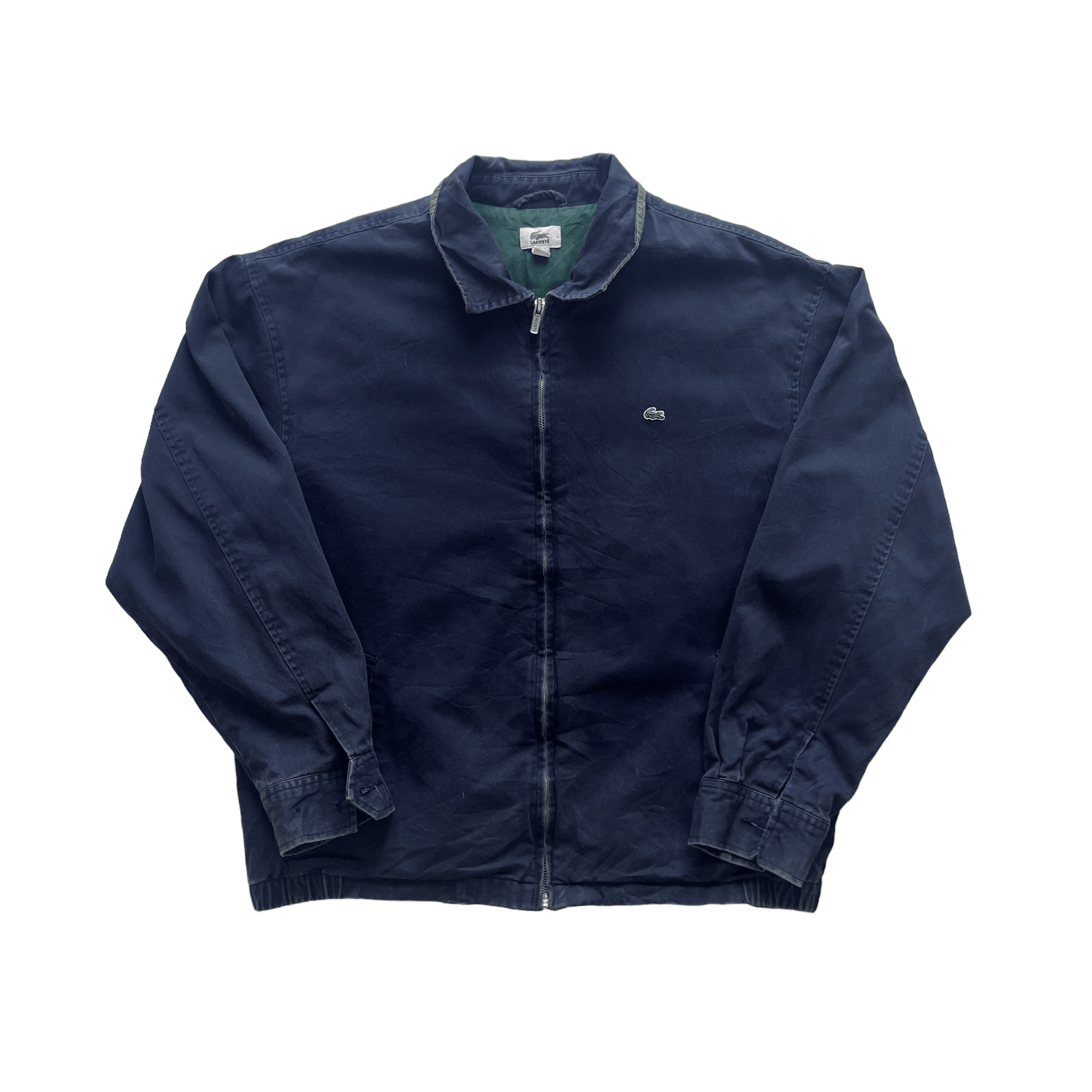 Vintage 90s Navy Blue Lacoste Harrington Jacket - Medium - The Streetwear Studio
