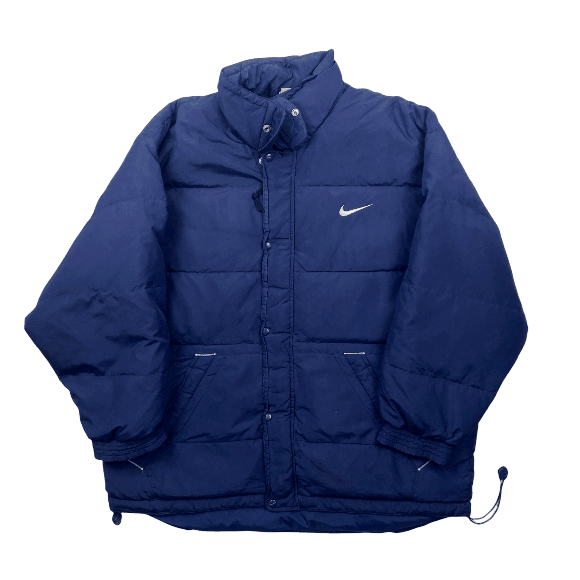 Vintage 90s Navy Blue Nike Large Logo Puffer Jacket XL