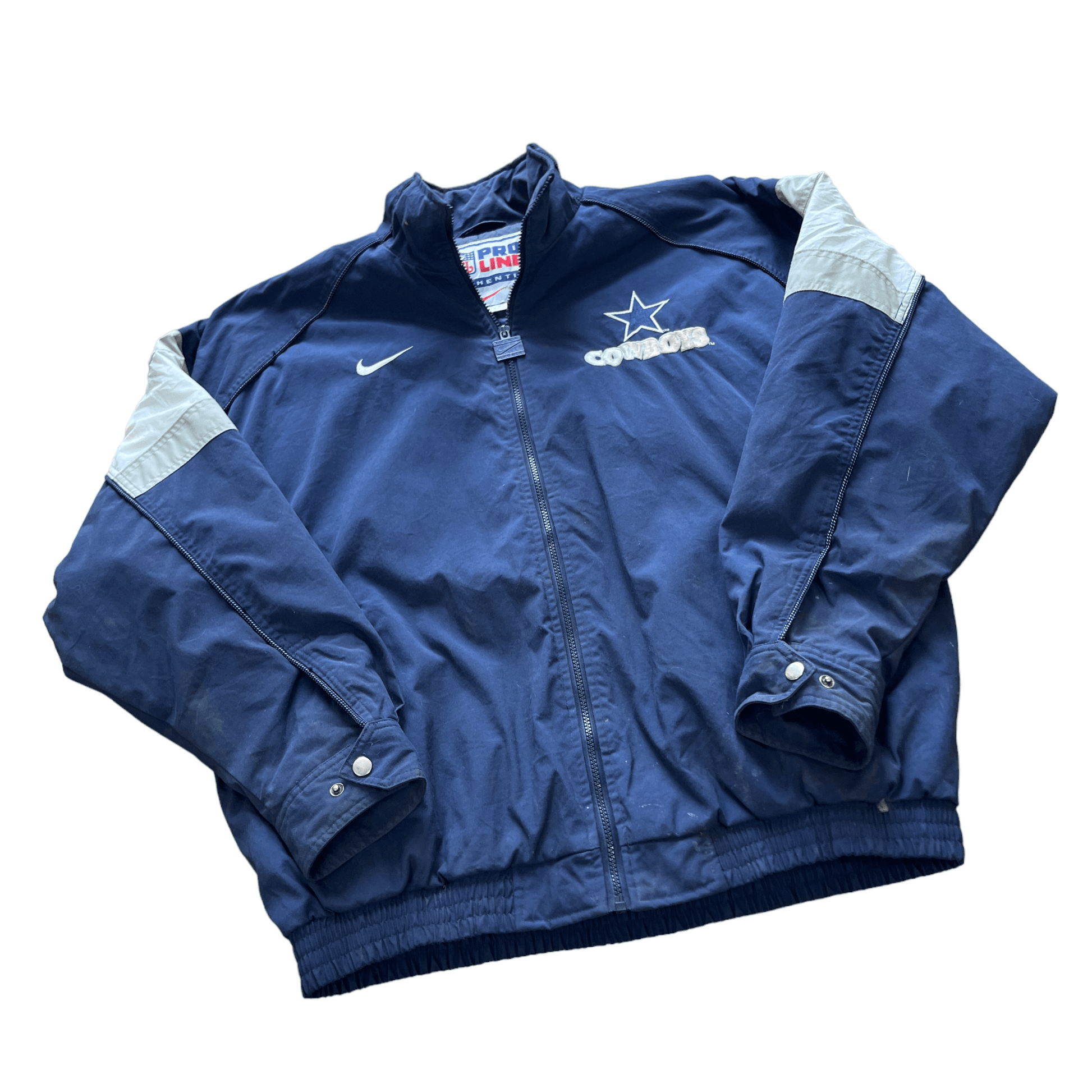 Vintage 90s Navy Blue Nike NFL Pro Dallas Cowboys Puffer Coat - Extra Large - The Streetwear Studio