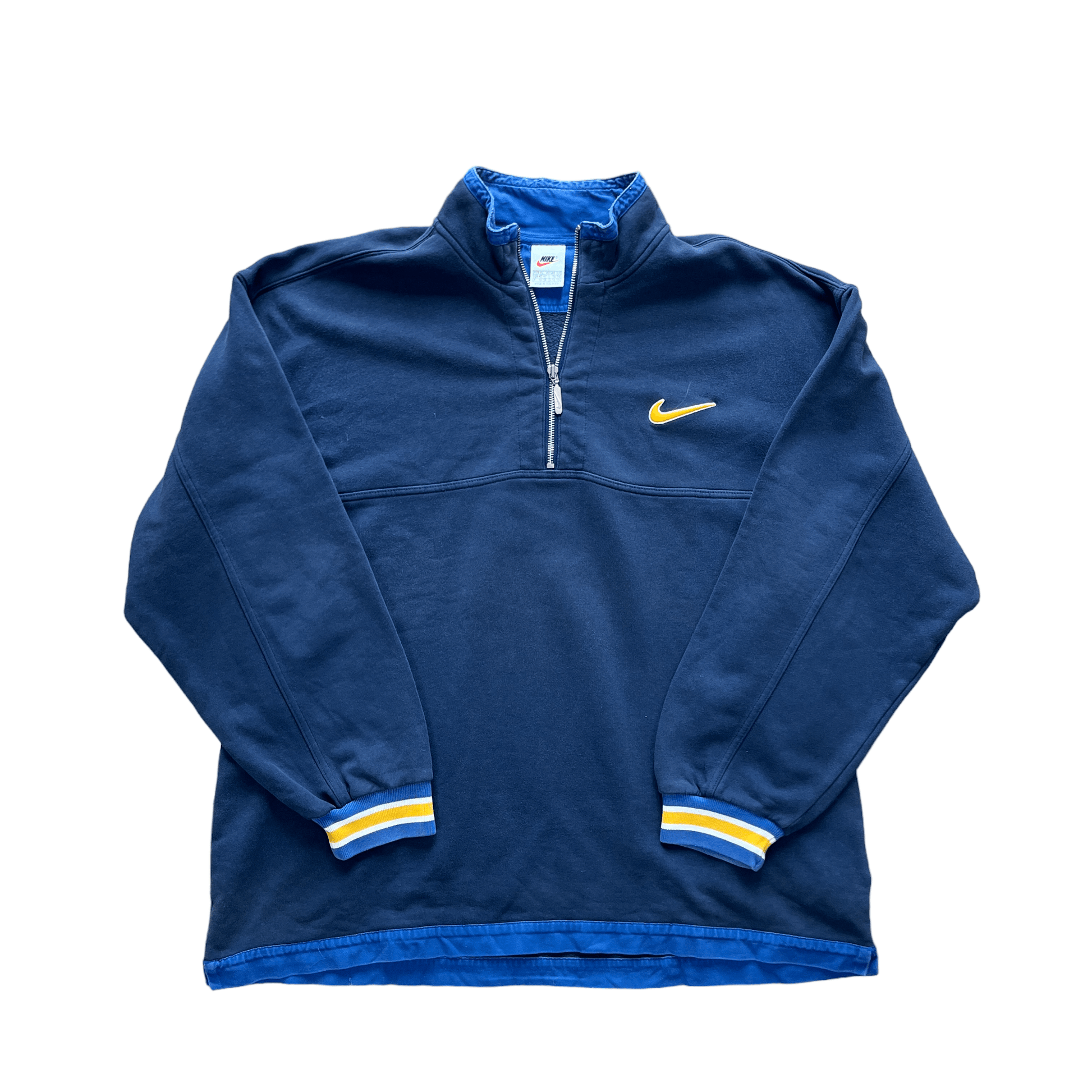 Vintage 90s Navy Blue Nike Quarter Zip Sweatshirt - Extra Large - The Streetwear Studio