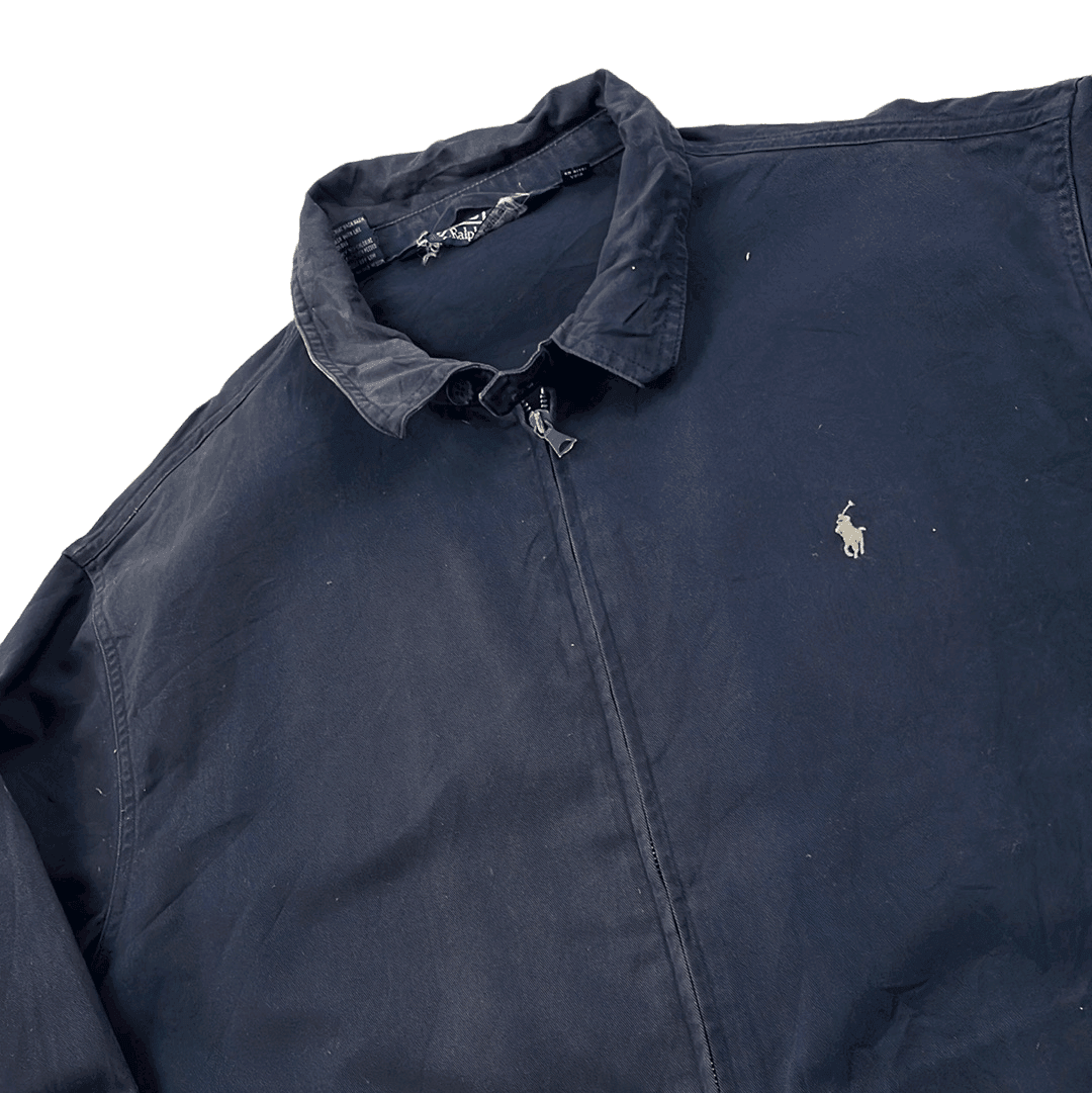 Vintage 90s Navy Blue Polo Ralph Lauren Harrington Jacket - Extra Large - The Streetwear Studio