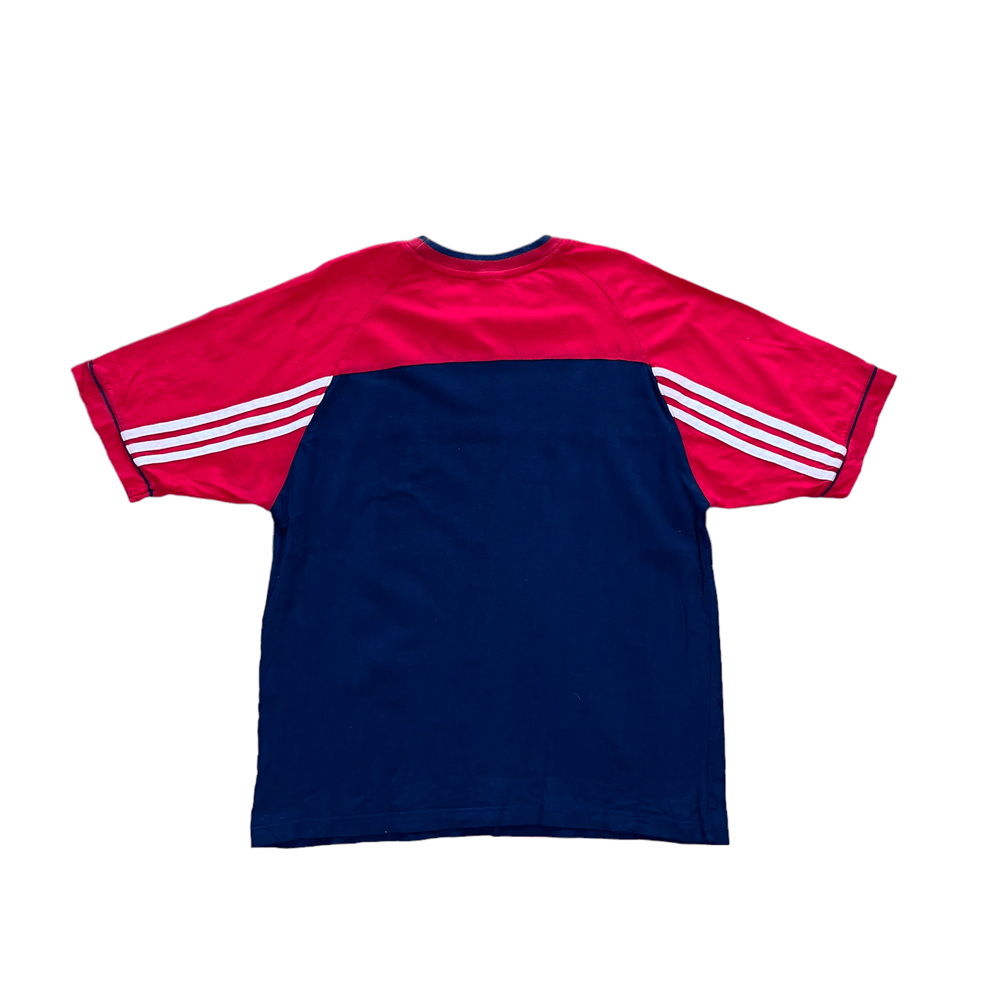 Vintage 90s Navy Blue, Red + White Adidas Tee - Extra Large - The Streetwear Studio