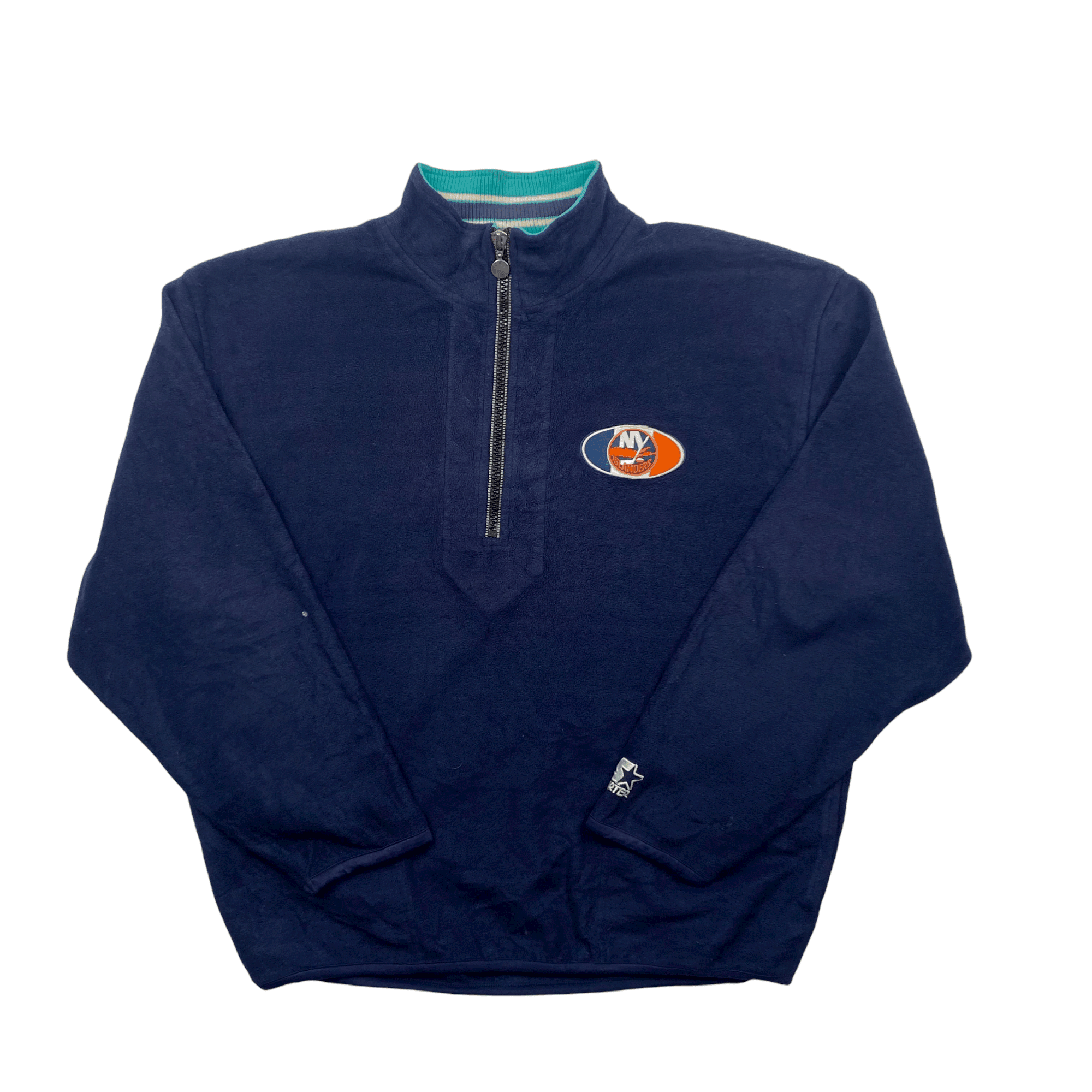 Vintage 90s Navy Blue Starter NY Islanders NHL Quarter Zip Fleece - Extra Large - The Streetwear Studio