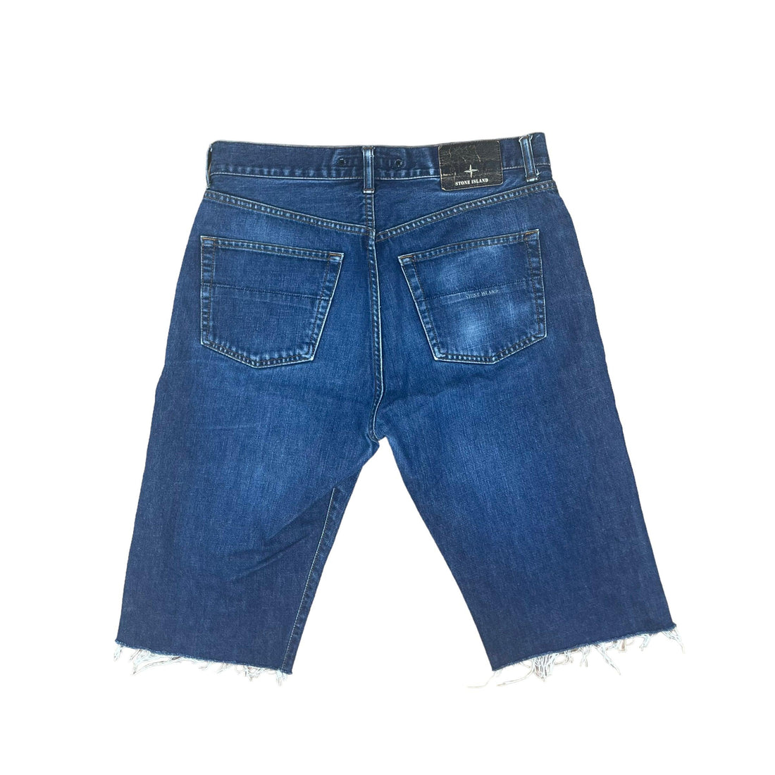 Vintage 90s Navy Blue Stone Island Jean Shorts - 34” - The Streetwear Studio