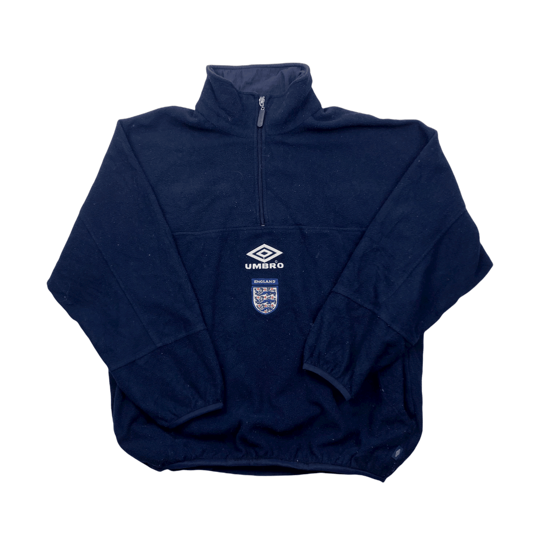 Vintage 90s Navy Blue Umbro England Football Quarter Zip Fleece - Large - The Streetwear Studio