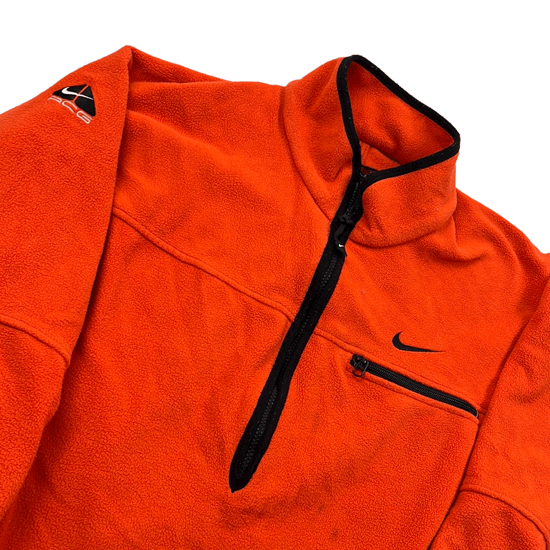 Vintage 90s Orange Nike ACG 1 2 Zip Fleece M