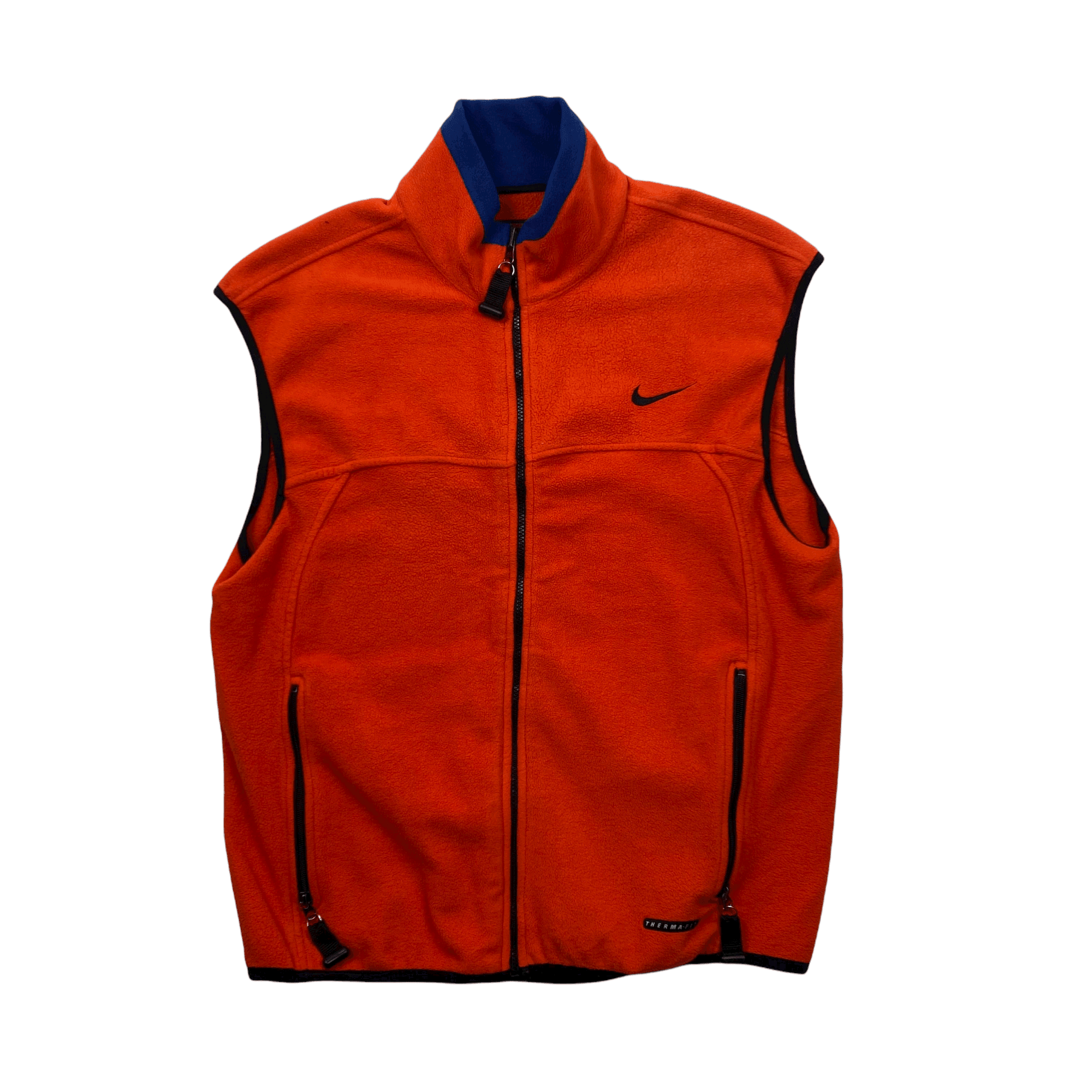 Vintage 90s Orange Nike ACG Spell-Out Fleece Gilet - Large - The Streetwear Studio
