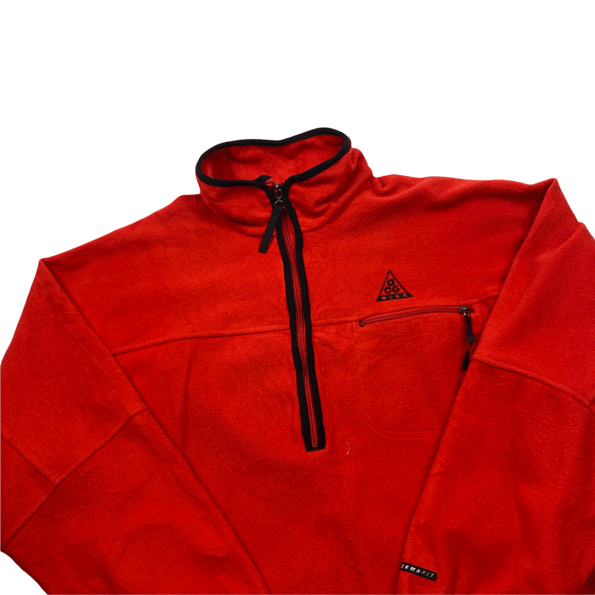 Vintage 90s Orange Nike ACG Spell-Out Quarter Zip Fleece - Large (Recommended Size - Extra Large) - The Streetwear Studio