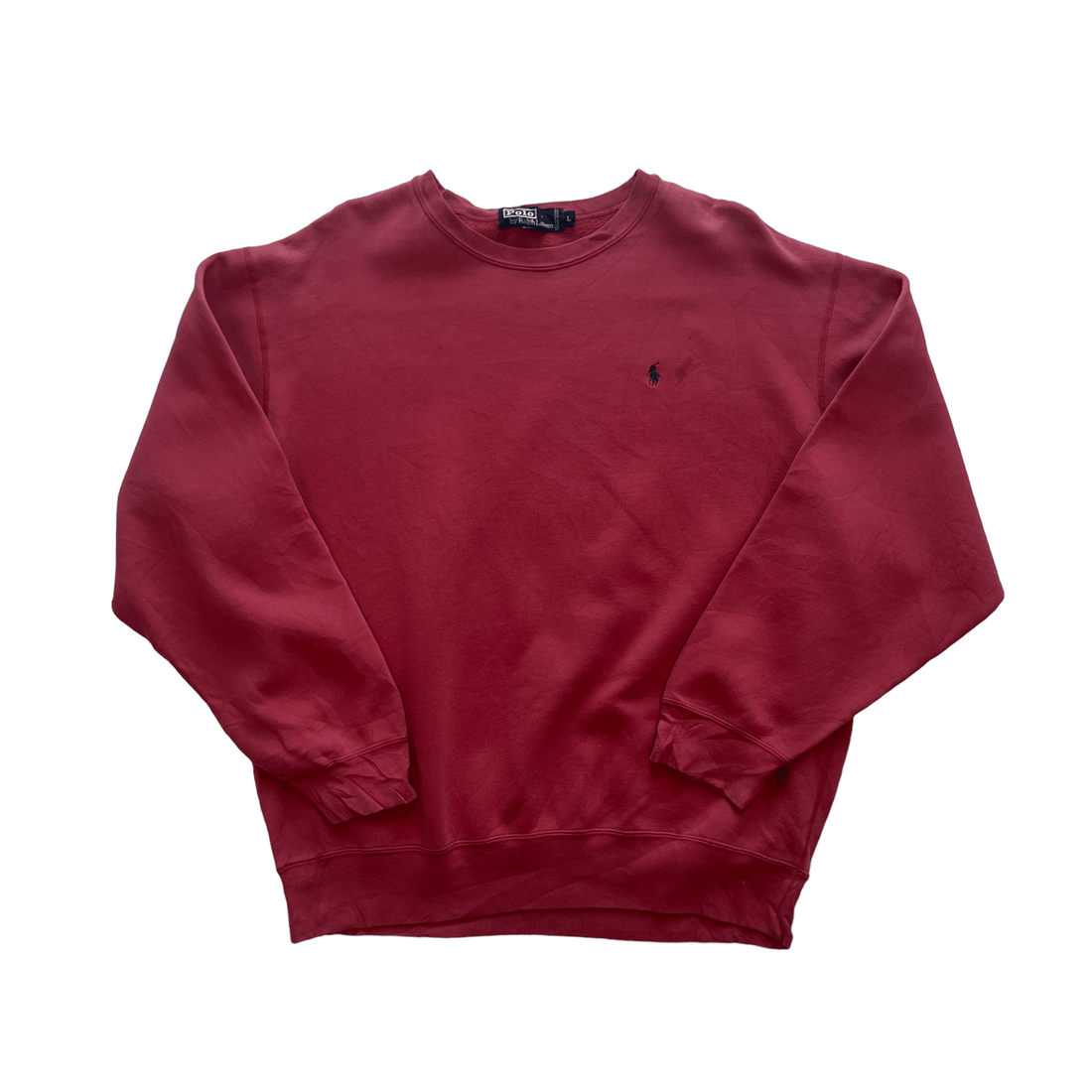 Vintage 90s Pink/ Red Polo Ralph Lauren Sweatshirt - Large - The Streetwear Studio