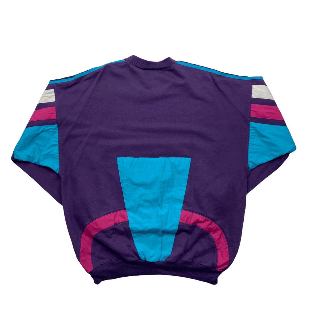 Vintage 90s Purple, Blue + White Adidas Spell-Out Sweatshirt - Large - The Streetwear Studio