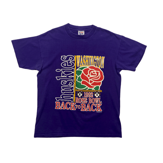 Vintage 90s Purple Rose Bowl NFL Spell-Out Graphic Tee - Large - The Streetwear Studio