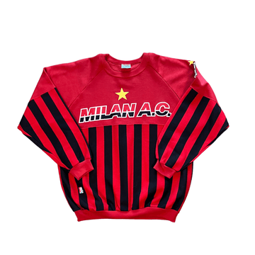 Vintage 90s Red + Black AC Milan Sweatshirt - Large - The Streetwear Studio