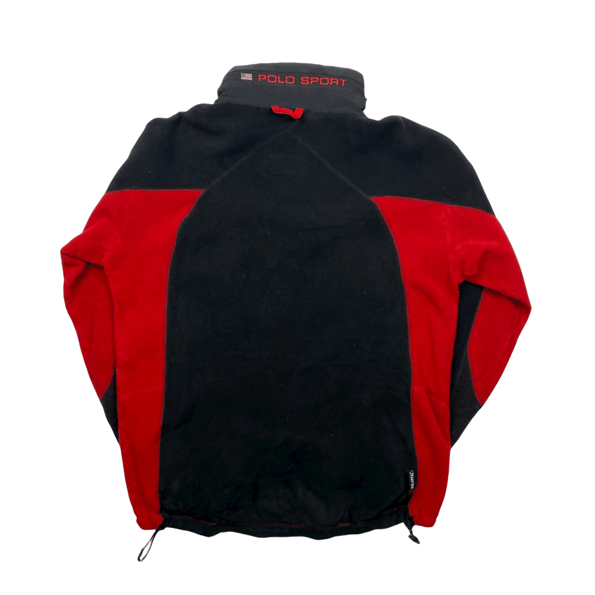 Vintage 90s Red + Black Ralph Lauren Polo Sport Full Zip Fleece Jacket - Medium - The Streetwear Studio