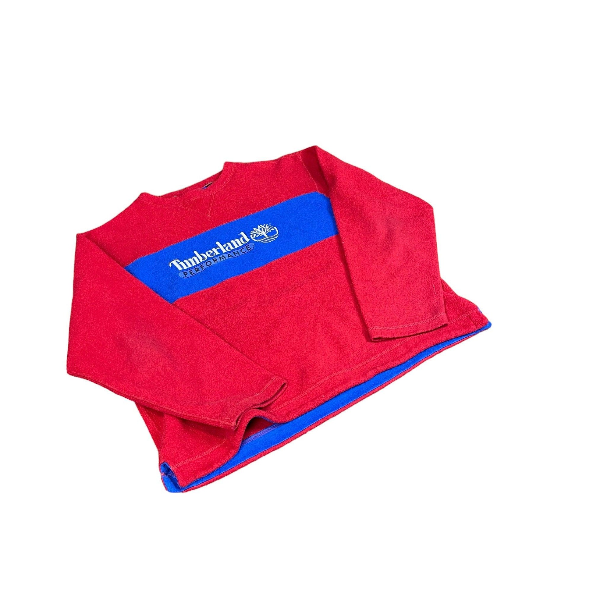 Vintage 90s Red + Blue Timberland Performance Fleece Sweatshirt - Large - The Streetwear Studio
