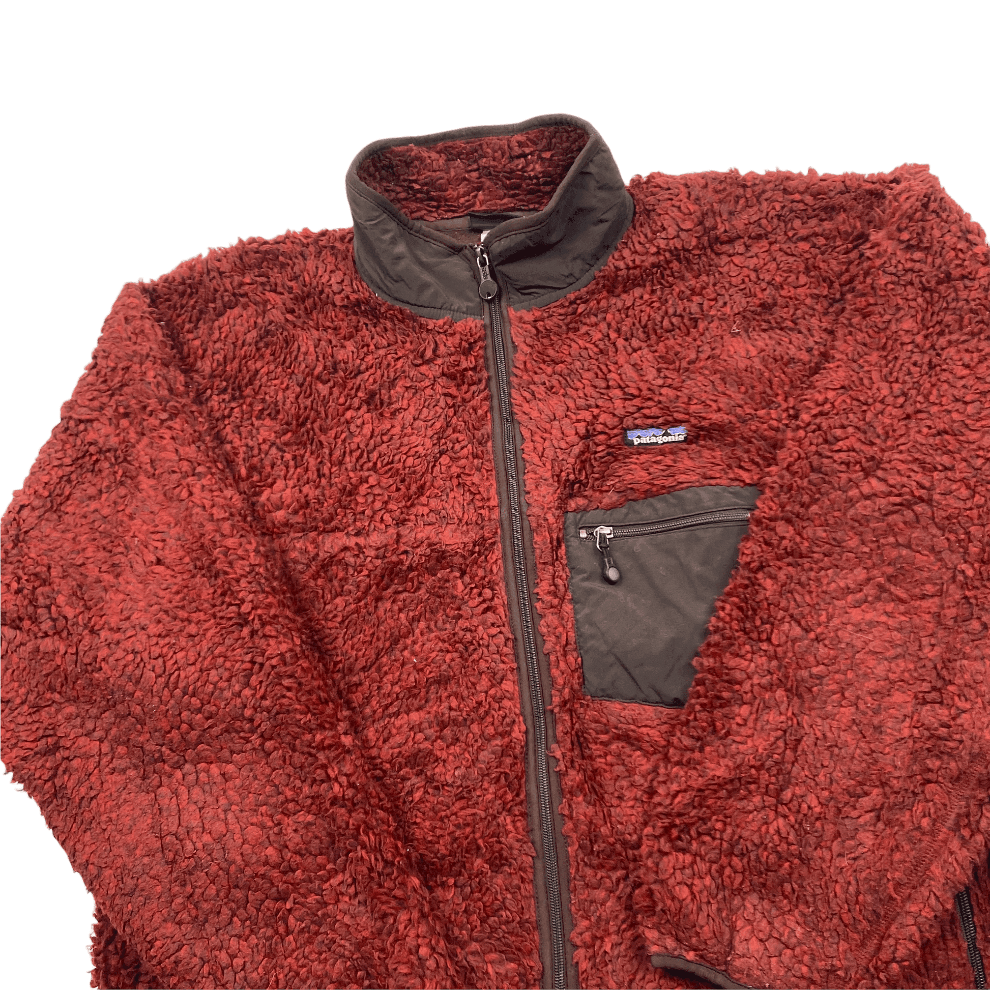 Vintage 90s Red Maroon Brown Patagonia Full Zip Sherpa Classic Retro
