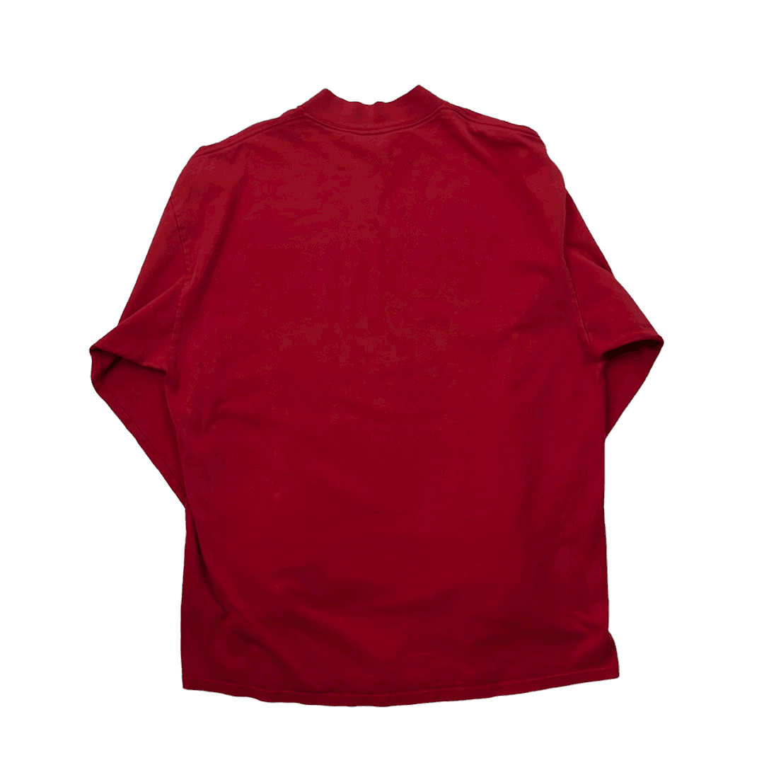Vintage 90s Red Nike Neck Logo Long Sleeve Tee - Extra Large - The Streetwear Studio