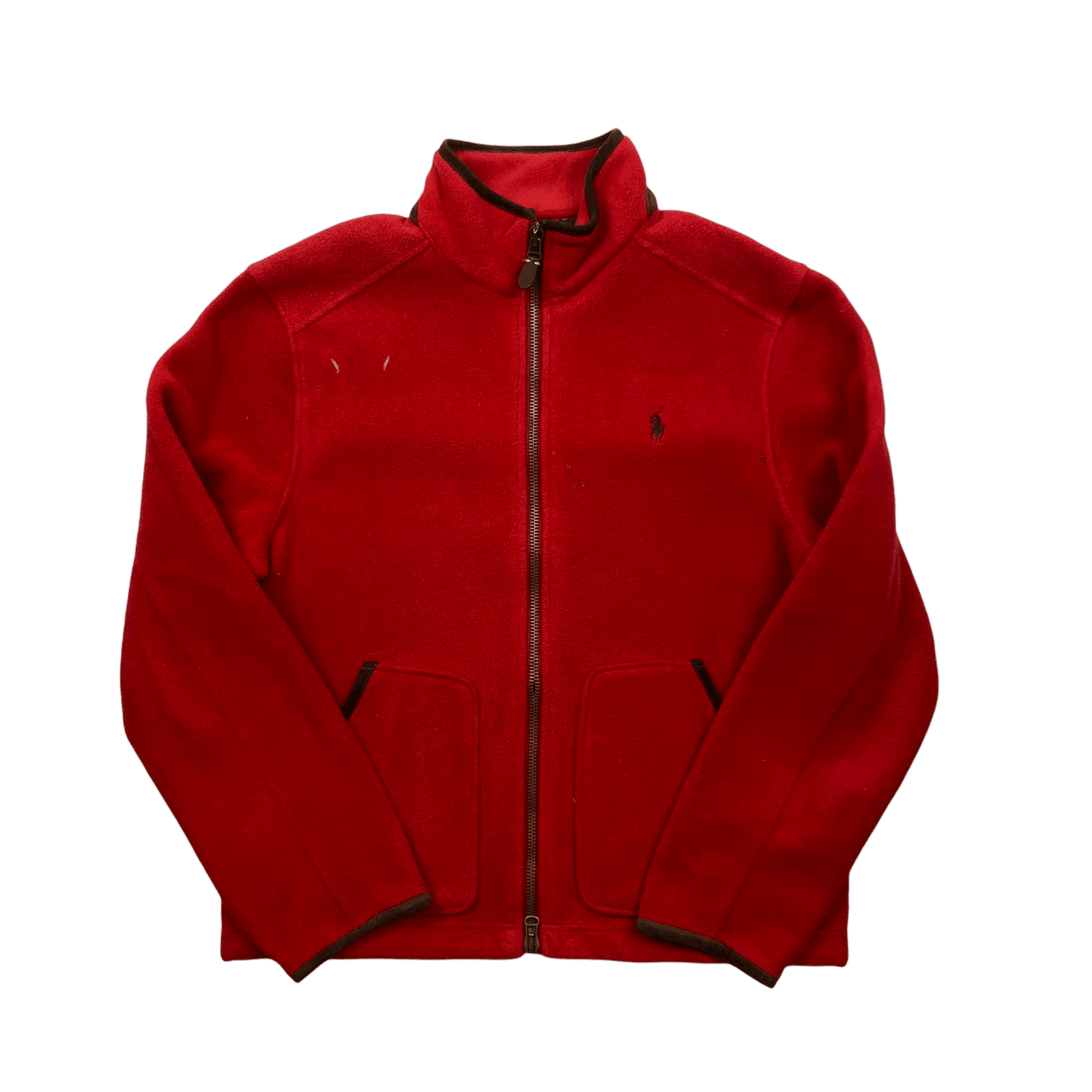 Vintage 90s Red Polo Ralph Lauren Fleece Jacket - Large (Recommended Size - Medium) - The Streetwear Studio