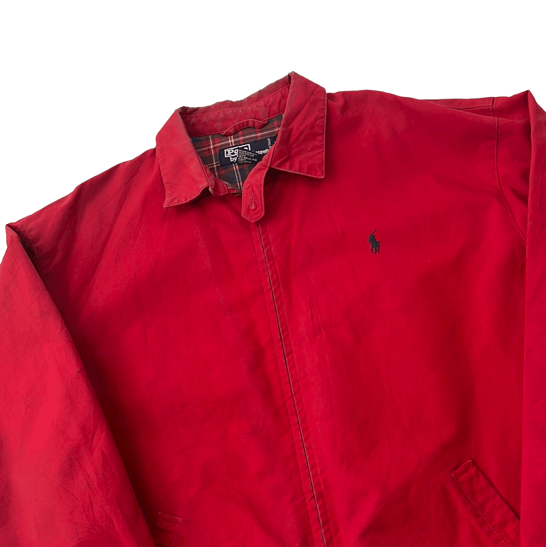 Vintage 90s Red Polo Ralph Lauren Harrington Jacket - Medium - The Streetwear Studio