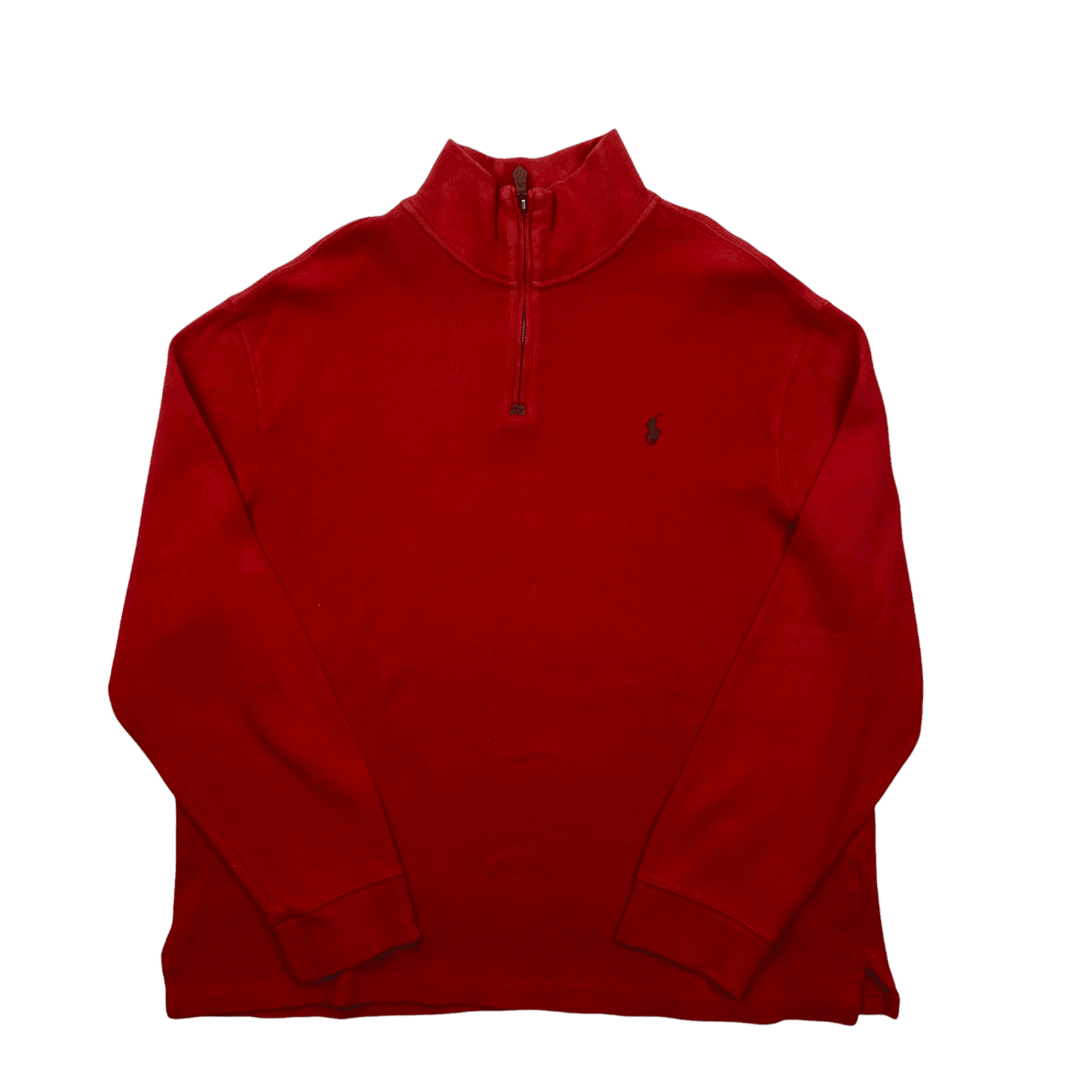 Vintage 90s Red Polo Ralph Lauren Quarter Zip Sweatshirt - Extra Large