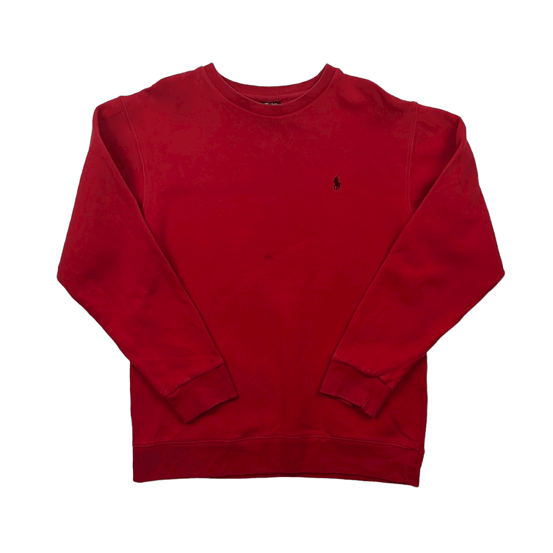 Vintage 90s Red Polo Ralph Lauren Sweatshirt - Small - The Streetwear Studio
