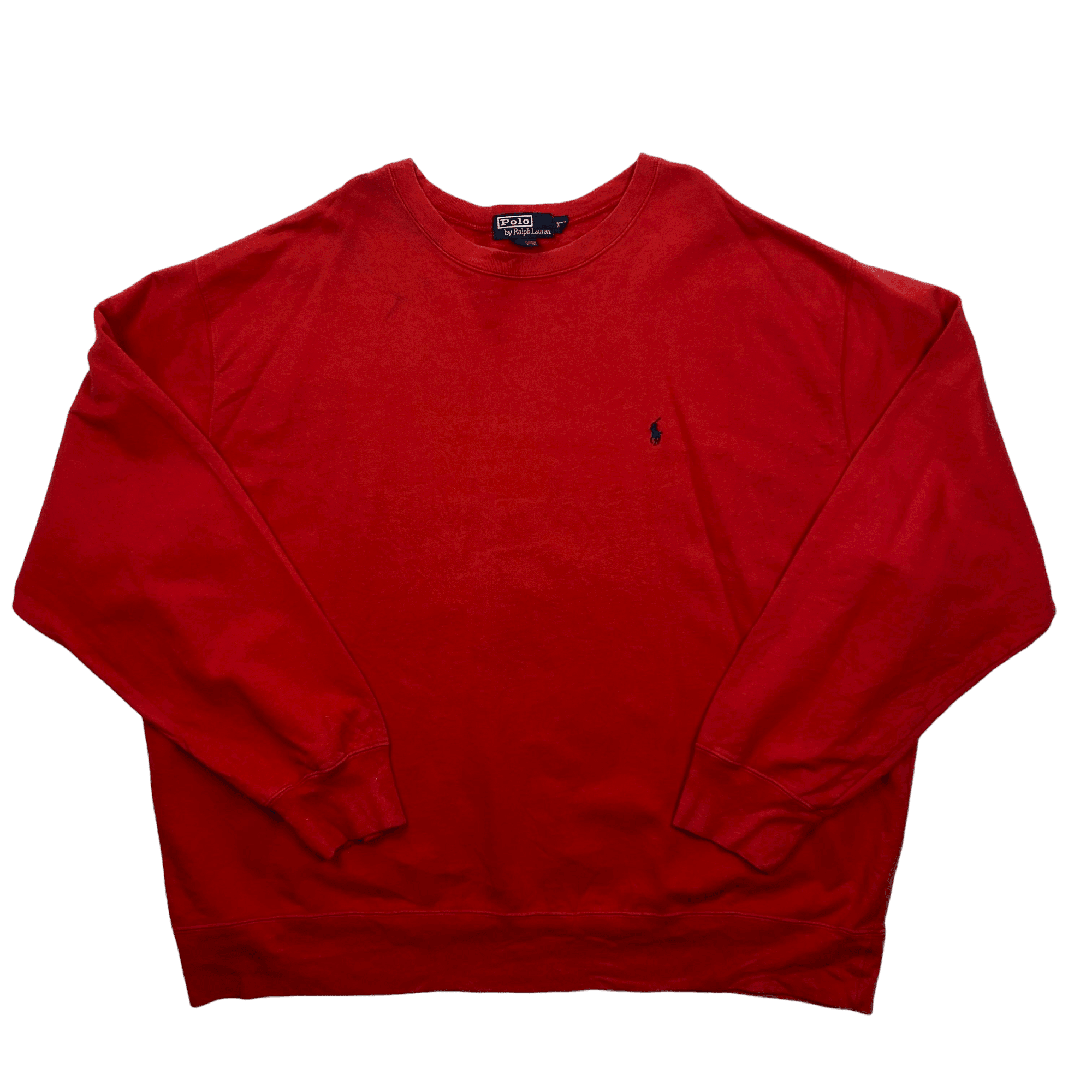 Vintage 90s Red Polo Ralph Lauren Sweatshirt - XXL - The Streetwear Studio