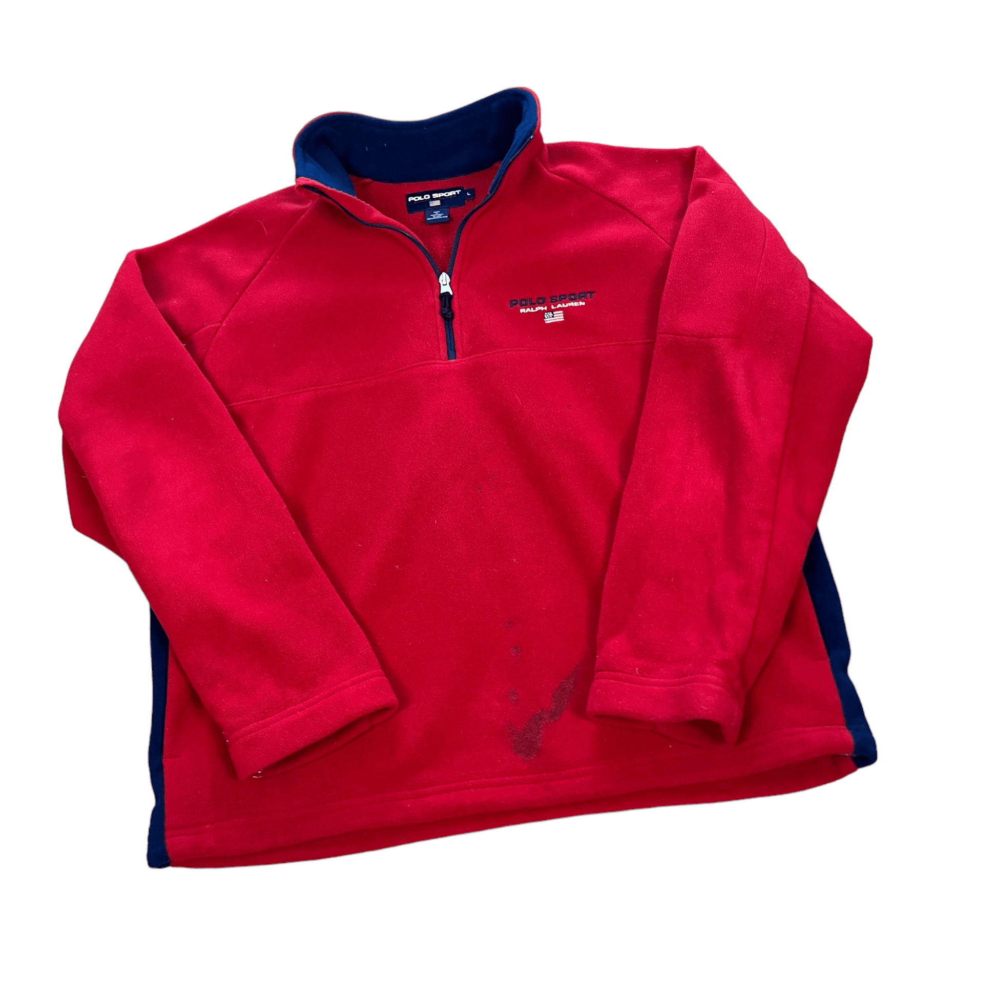 Vintage 90s Red Ralph Lauren Polo Sport Quarter Zip Fleece - Large - The Streetwear Studio