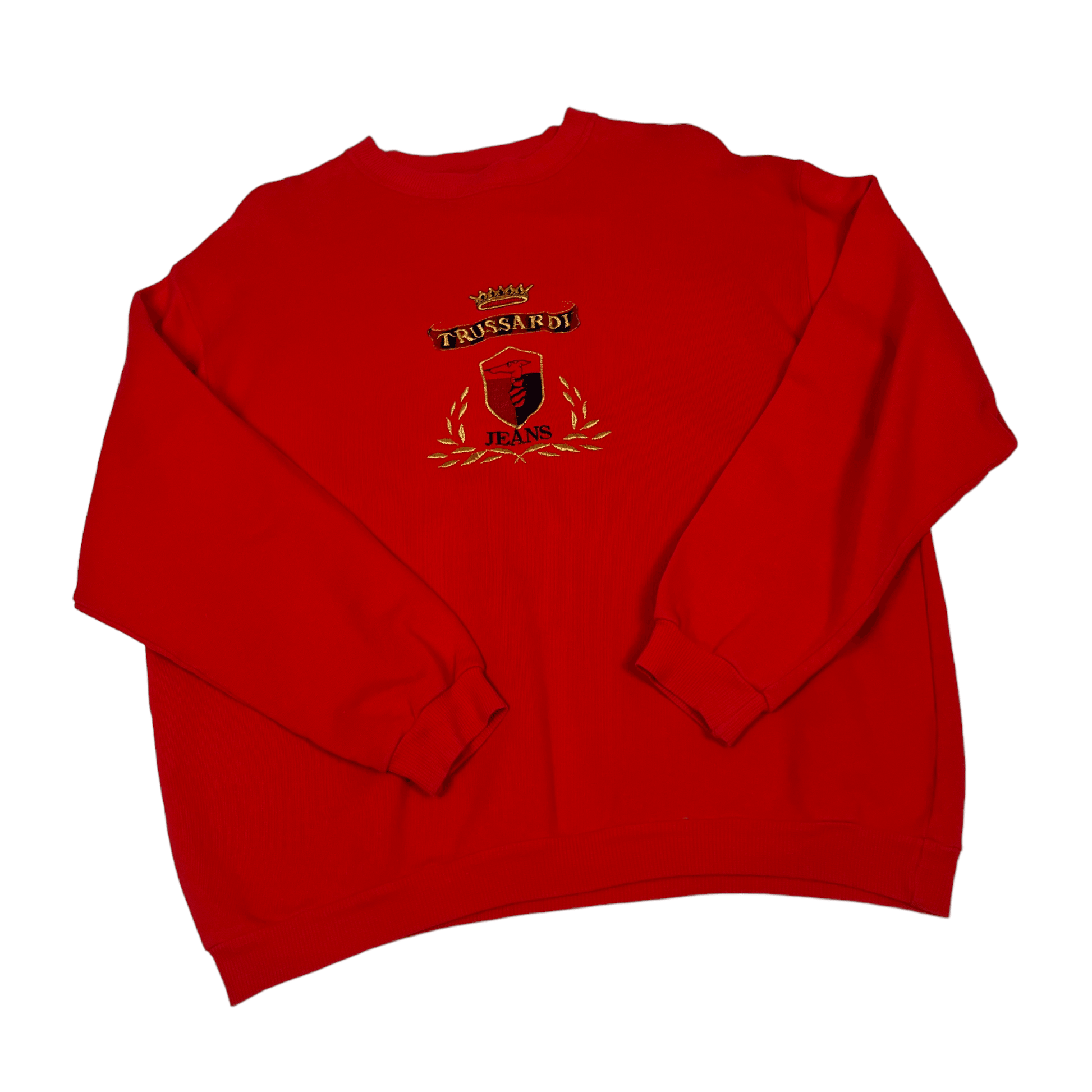 Vintage 90s Red Trussardi Jeans Sweatshirt - Large - The Streetwear Studio