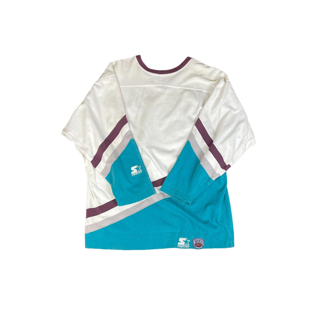 Vintage 90s White + Blue Anaheim Ducks NHL Sweatshirt - Large - The Streetwear Studio