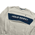 Vintage 90s White + Blue Ralph Lauren Polo Sport Spell-Out Sweatshirt - Extra Large (Recommended Size - Large) - The Streetwear Studio