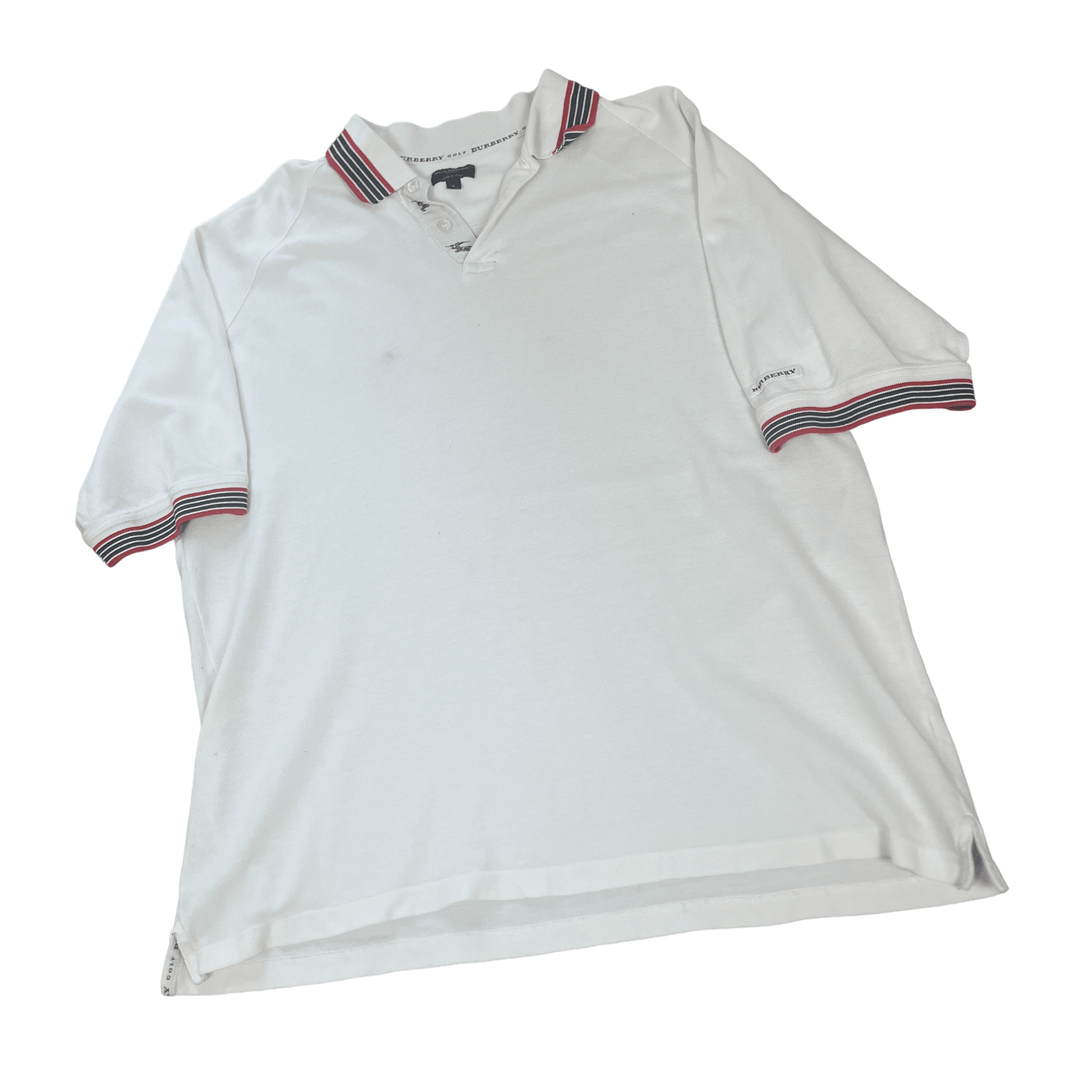 Vintage 90s White Burberry Golf Polo Shirt - Large - The Streetwear Studio