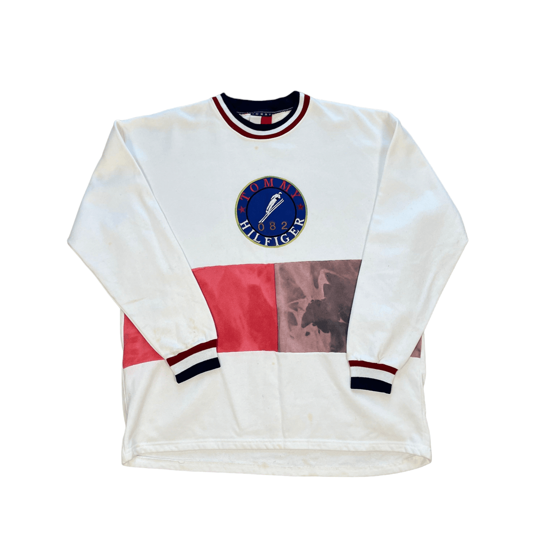 Vintage 90s White Tommy Hilfiger Sweatshirt - Extra Large - The Streetwear Studio