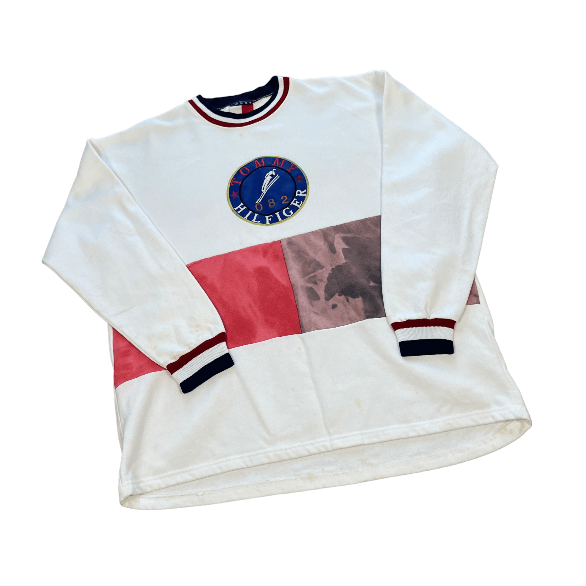 Vintage 90s White Tommy Hilfiger Sweatshirt - Extra Large - The Streetwear Studio