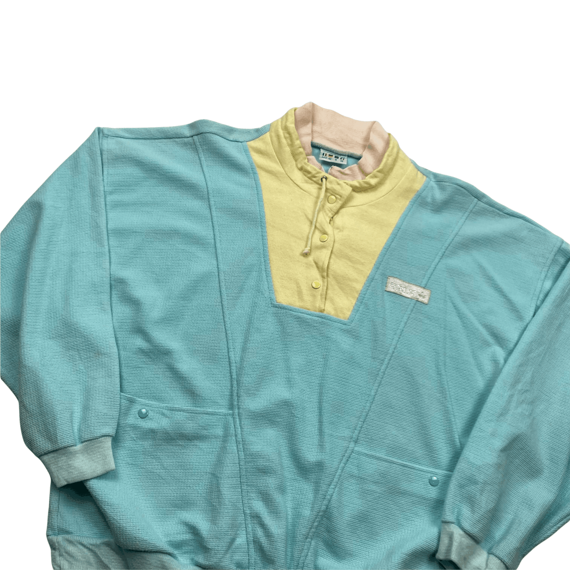 Vintage 90s Women's Baby Blue + Yellow Adidas Sweatshirt - Medium - The Streetwear Studio