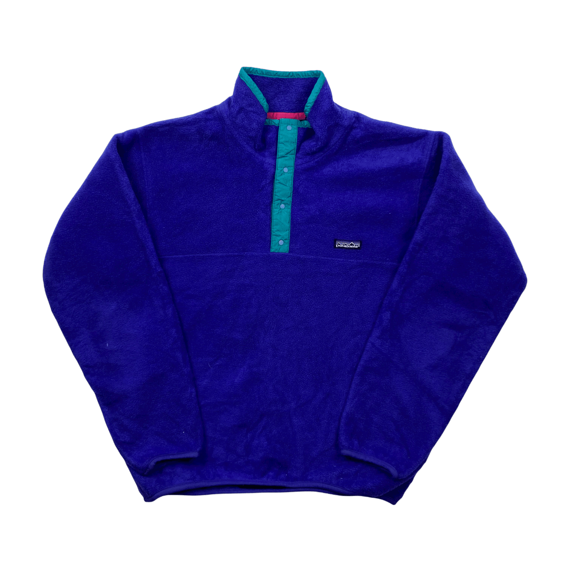 Vintage 90s Women’s Blue/ Purple Patagonia Quarter Button Synchilla Fleece - Large - The Streetwear Studio