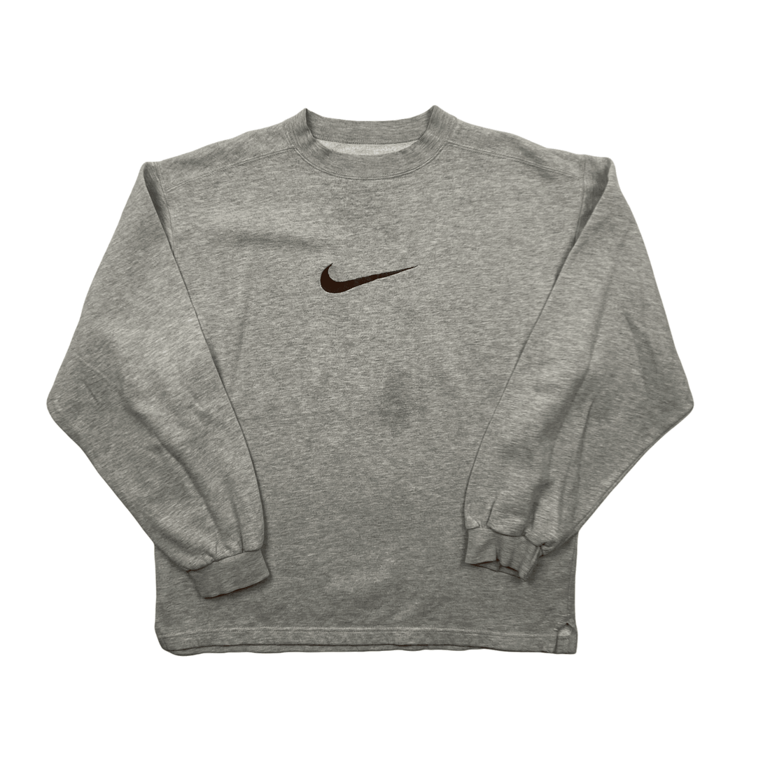Vintage 90s Women’s Grey Nike Large Centre Logo Sweatshirt - Extra Large - The Streetwear Studio