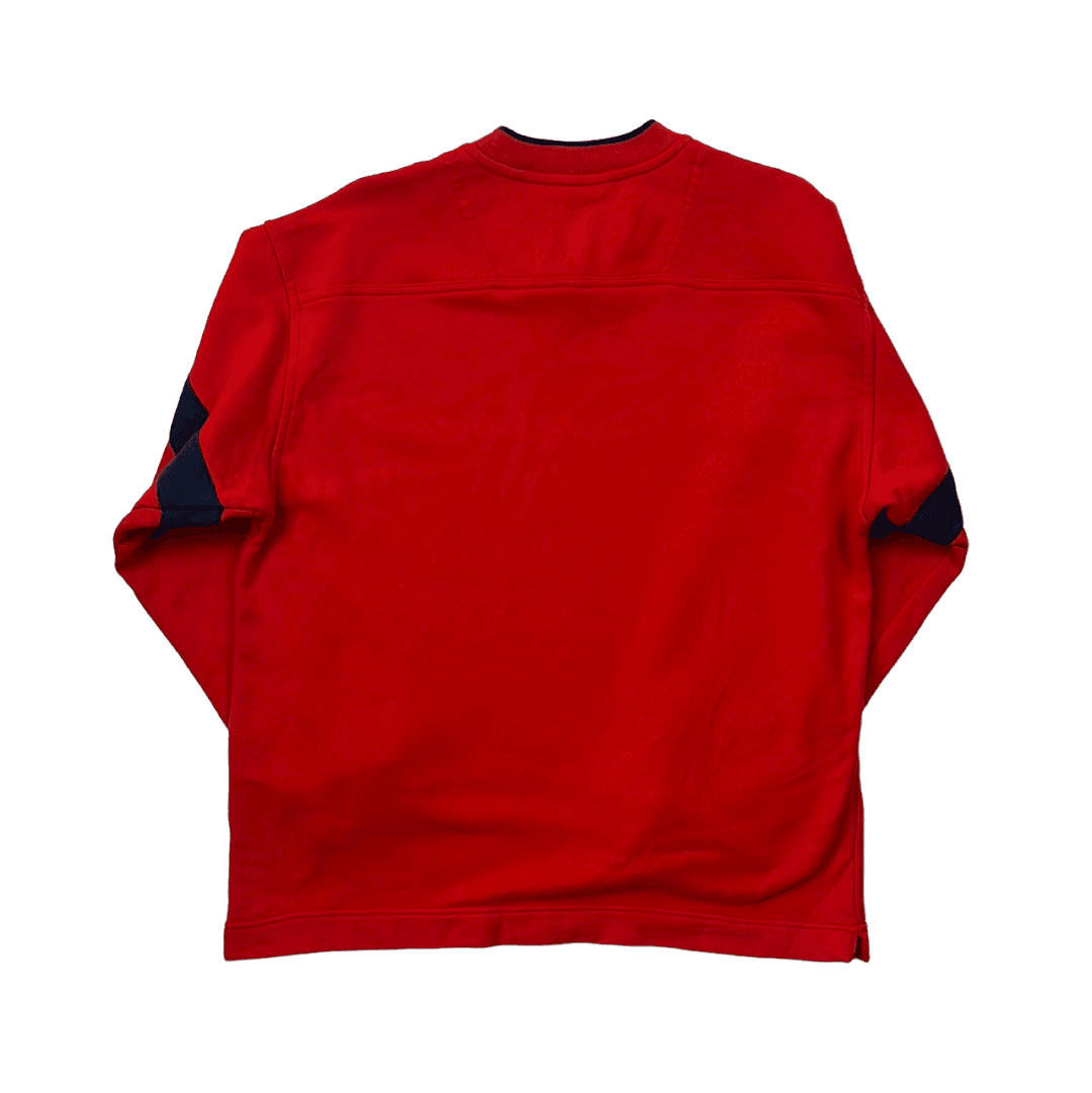 Vintage 90s Women's Red Nike Centre Swoosh Sweatshirt - Large - The Streetwear Studio