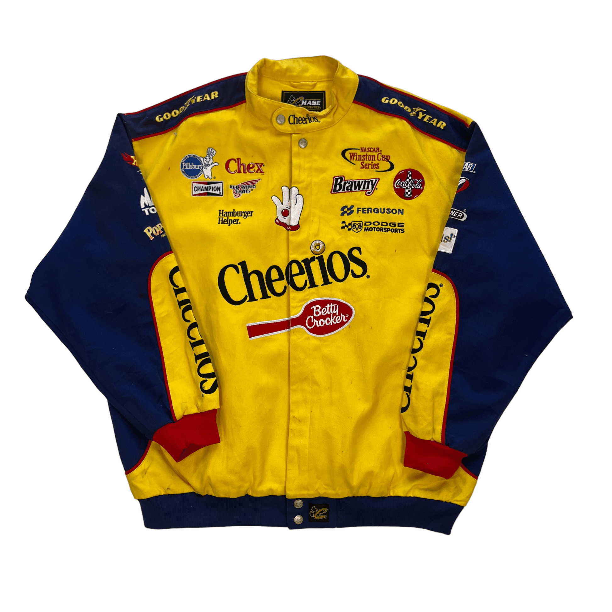 Vintage 90s Yellow Blue NASCAR Cheerios Racing Jacket XXL