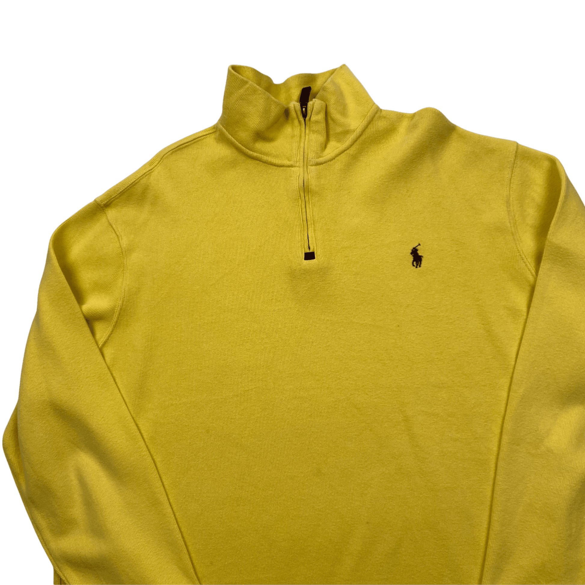 Vintage 90s Yellow Polo Ralph Lauren Quarter Zip Sweatshirt - Extra Large - The Streetwear Studio
