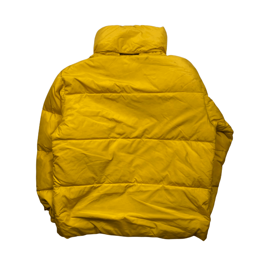 Vintage 90s Yellow Ralph Lauren Polo Jeans Spell-Out Puffer Coat/ Jacket - Large - The Streetwear Studio