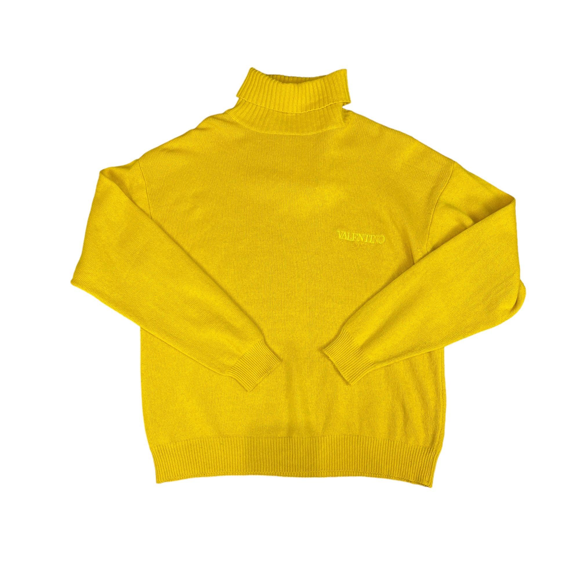 Vintage 90s Yellow Valentino Knitted Sweatshirt - Large - The Streetwear Studio