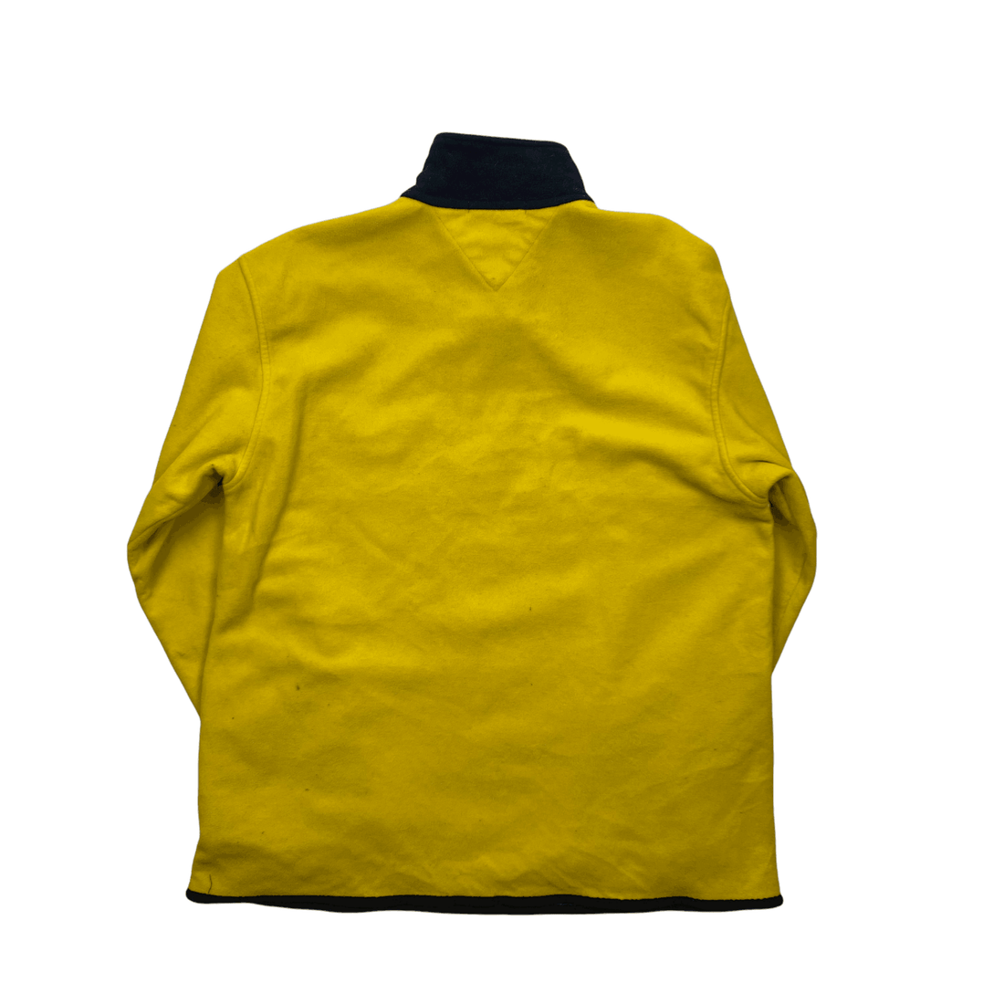 Vintage 90s Yellow + White Tommy Hilfiger Spell-Out Quarter Zip Fleece - Large - The Streetwear Studio