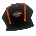 Vintage Black + Orange Harley Davidson Large Logo Fleece Sweatshirt - Small - The Streetwear Studio