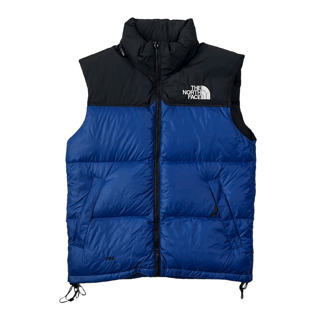 Vintage Blue + Black The North Face (TNF) 700 Puffer Gilet - Small - The Streetwear Studio