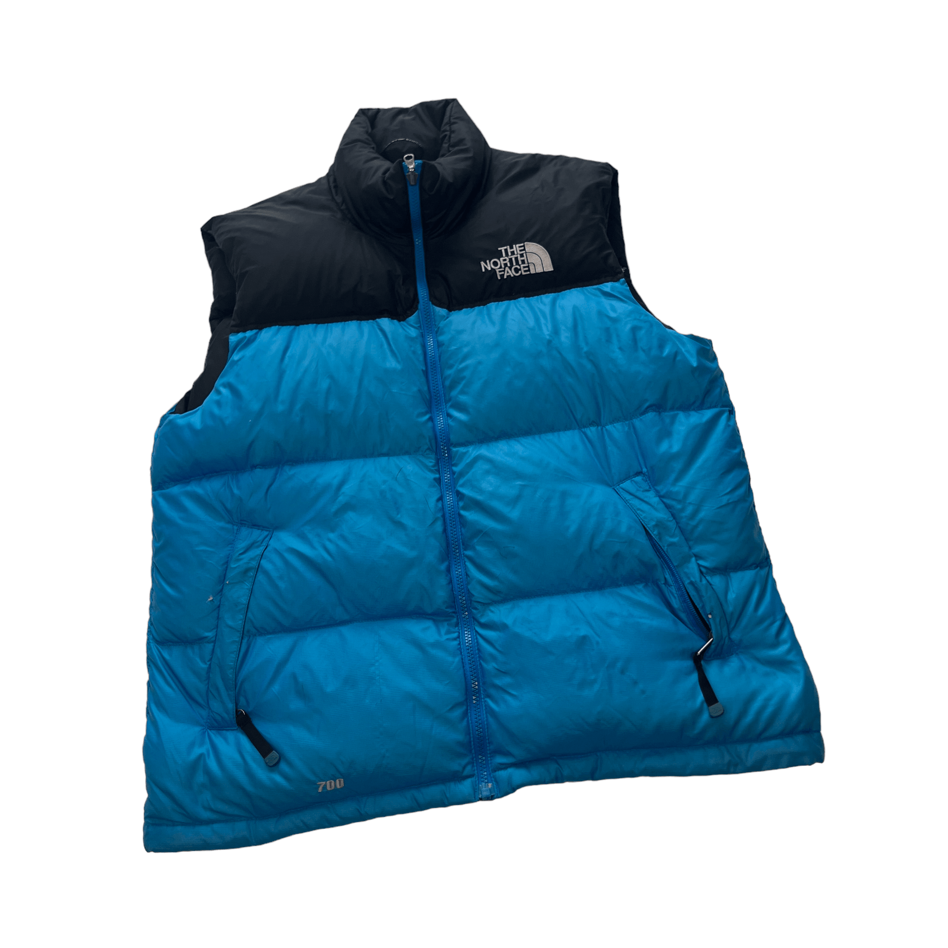 Vintage Blue + Black The North Face (TNF) Puffer Gilet - Extra Large - The Streetwear Studio