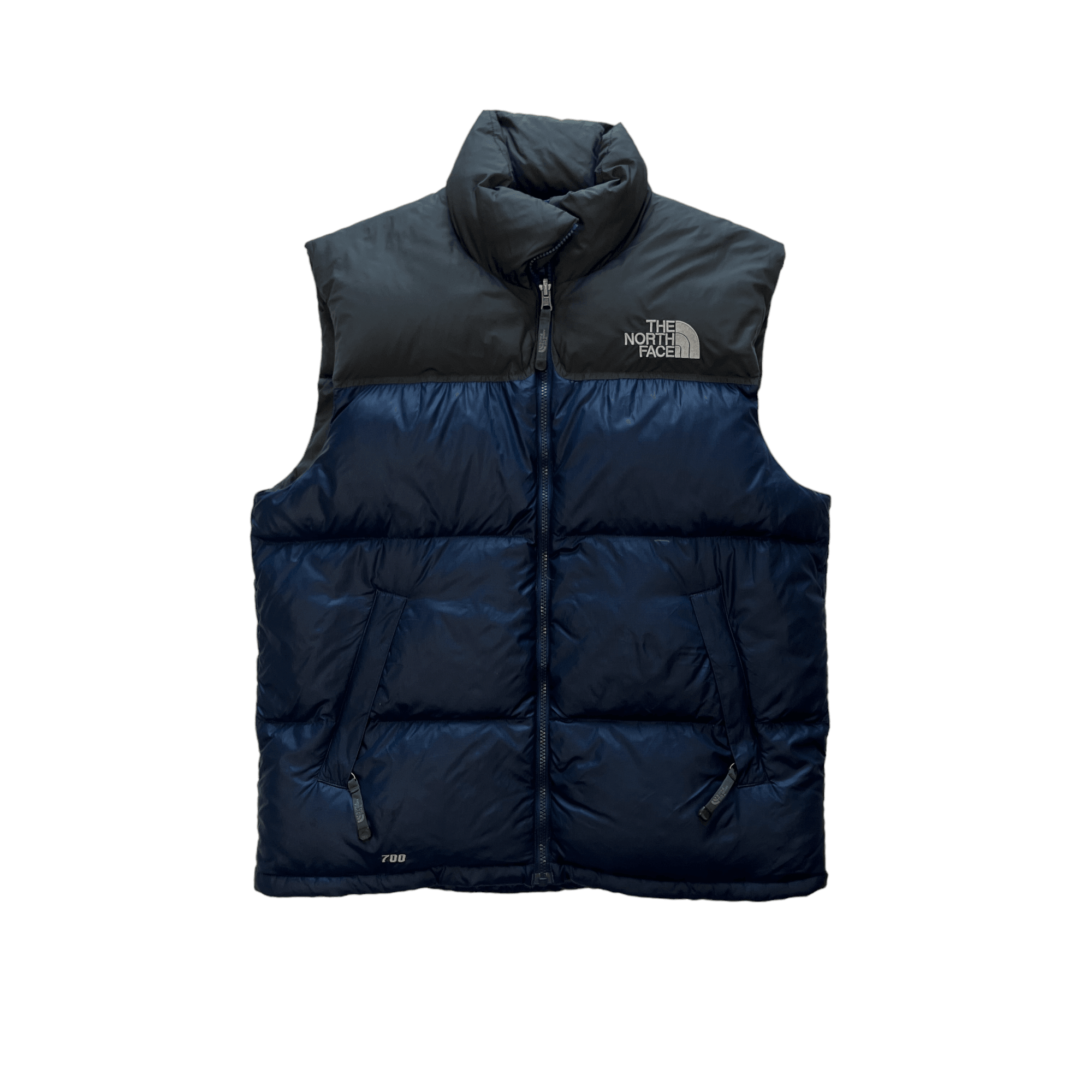Vintage Blue + Grey The North Face (TNF) Puffer Gilet - Extra Large - The Streetwear Studio