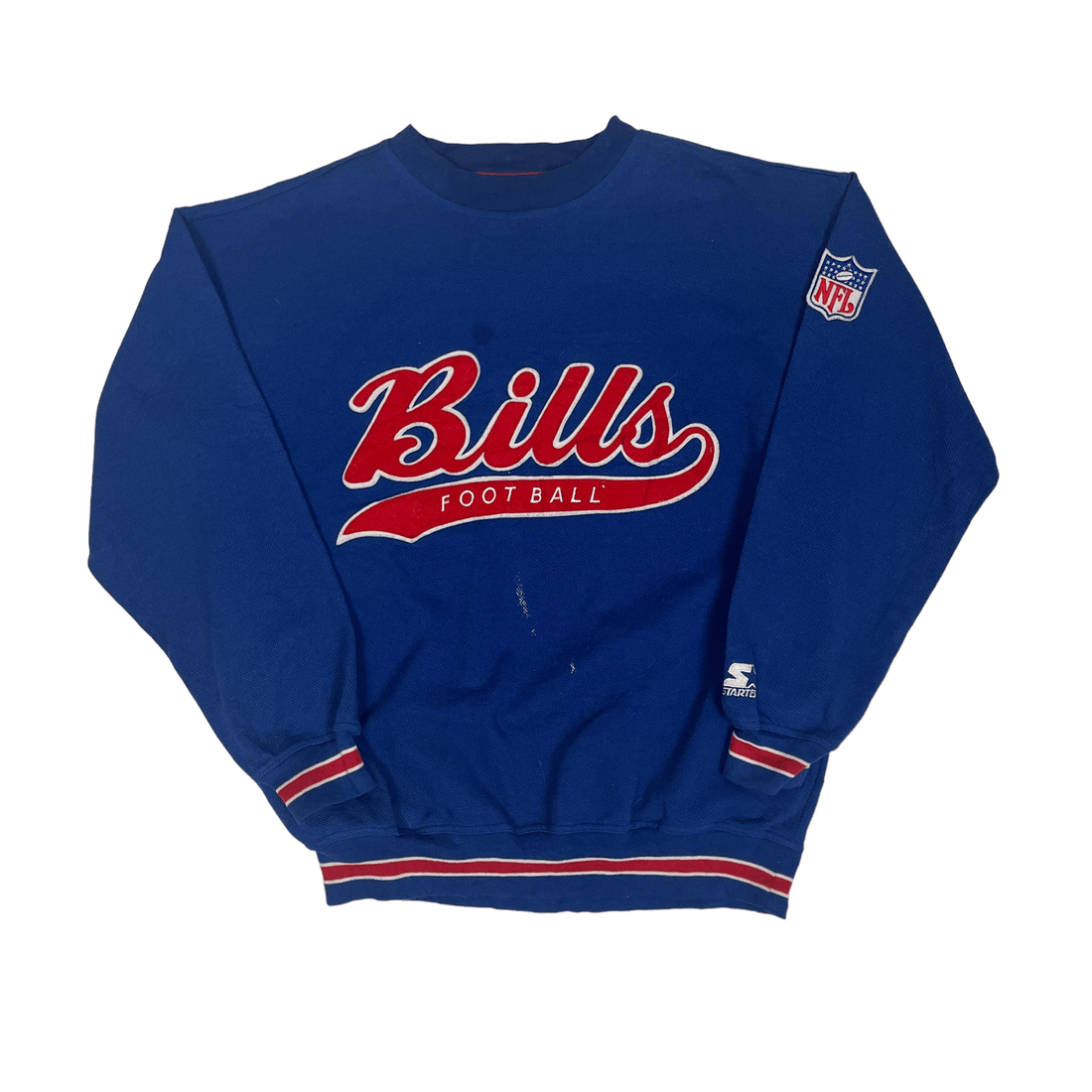 Vintage Blue Starter NFL Bills Spell-Out Sweatshirt - Extra Large - The Streetwear Studio